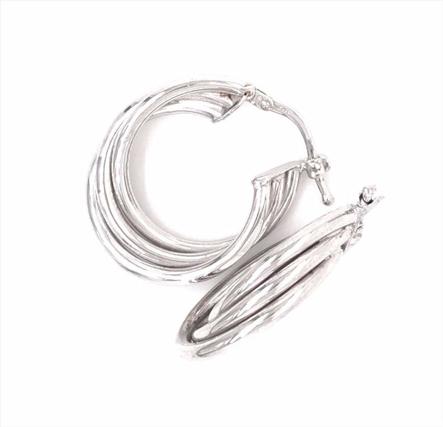9k WG Round Hoop Earrings 16mm Diameter. Triple Round Tubes 1.8mm Wide
