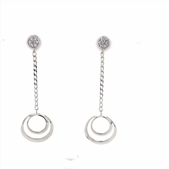 9k WG Diamond Drop Circle Stud Earrings 10mm