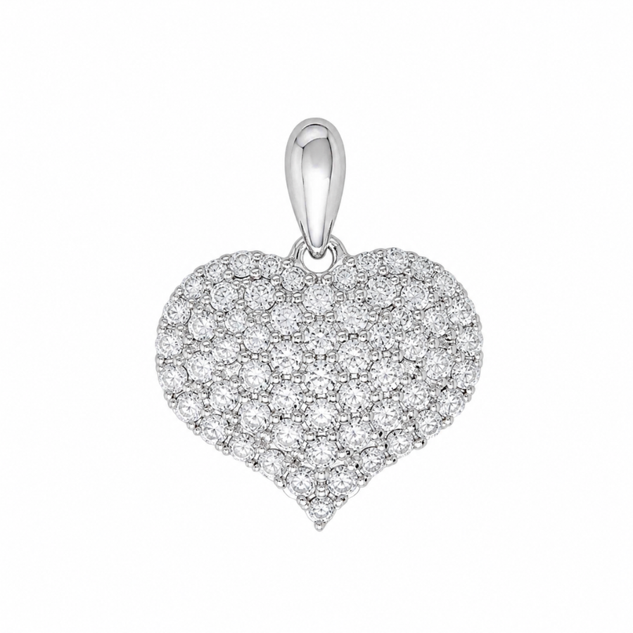 9k WG Heart Pendant set with CZ's 20mm x 17mm