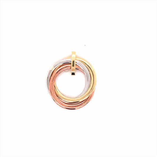 9k 3T Triple Circle Pendant 15mm