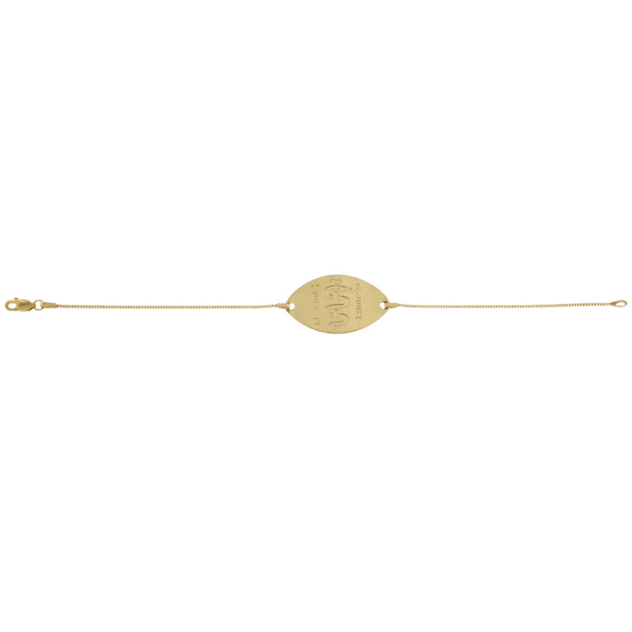 9k YG Solid Medical Alert Oval ID Curb Bracelet with 34mm x 20mm plate 19cm .