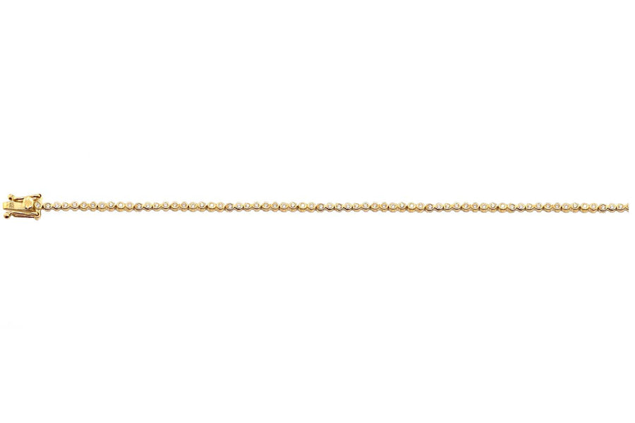 9k YG Diamond Tennis Bracelet 2.3mm wide 19cm Bezel Set with 82D=0.47ct  19cm