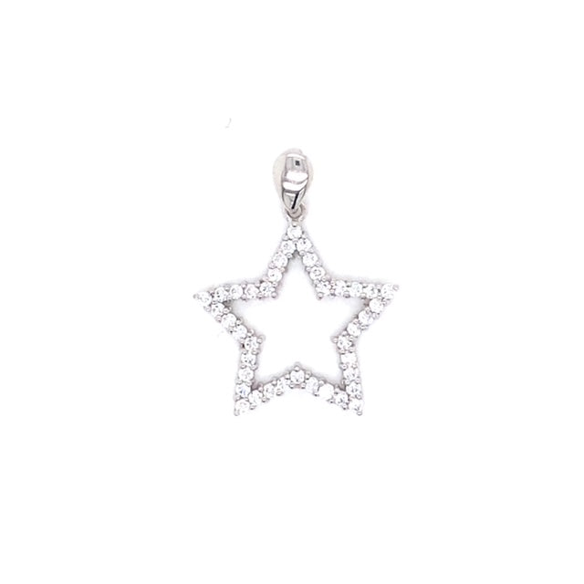 9k WG CZ Star Pendant 18mm