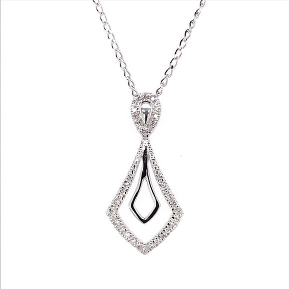 9k WG Diamond Shape Diamond Pendant with Chain