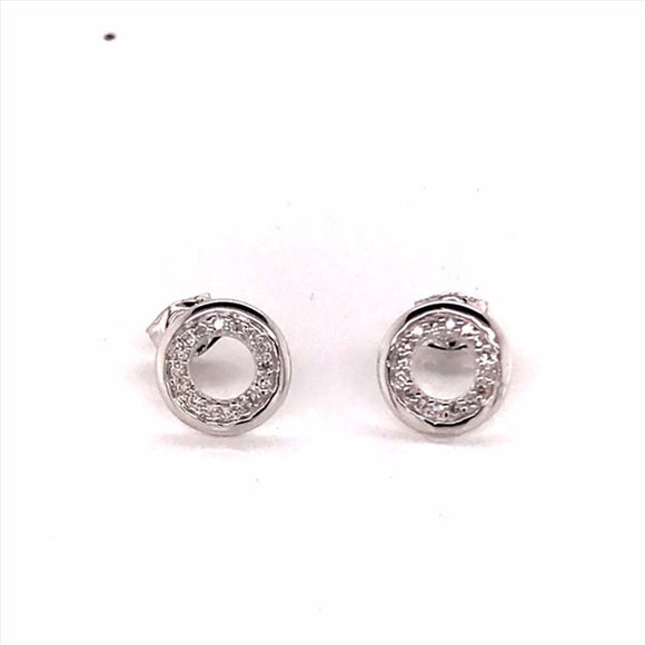 9k WG Diamond Circle Stud Earrings 8.5mm
