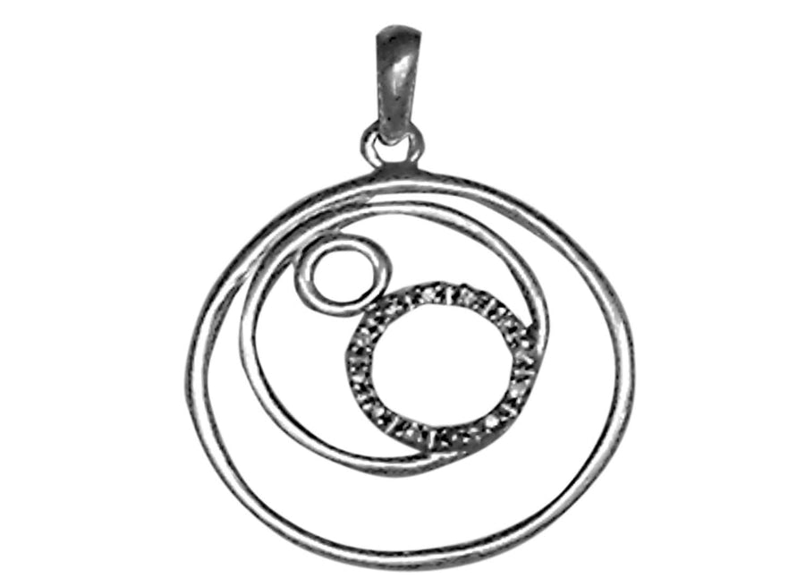 9k WG Diamond Circle Pendant 12D=0.06ct Grain Set . Meas. 20mm