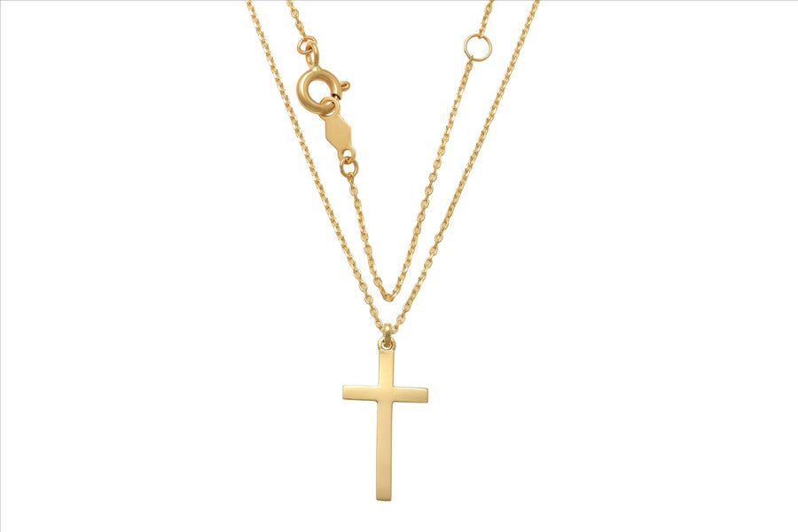 9k WG 15x9mm Cross Pendant with Oval Link Chain 45cm with O-Ring at 42cm
