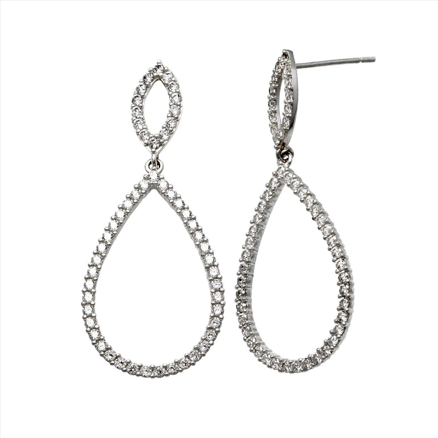 9k WG CZ Tear Drop Stud Earrings 34x14.8mm