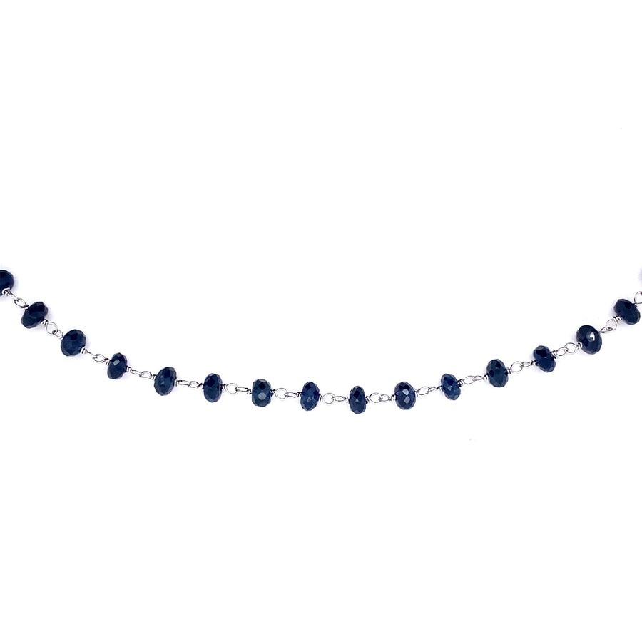 18k WG Blue Sapphire Chain 45cm (incl 2cm adjustable links). Gross weight 7.71g. Sapphire weight 28.45ct.