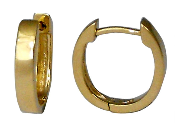 9k YG Oval Huggie Earrings 11x8mm Diameter. 2.5mm Wide